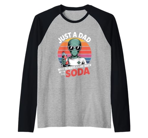 Herren Nur EIN Vater, der Soda mitgebracht hat Funny Alien Raglan von Retro Alien Soda Dad Funny Father apparel Co