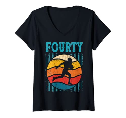 Damen 40. Geburtstag Retro American Football 40 Years Old Man Women T-Shirt mit V-Ausschnitt von Retro American Football Birthday Vintage Designs