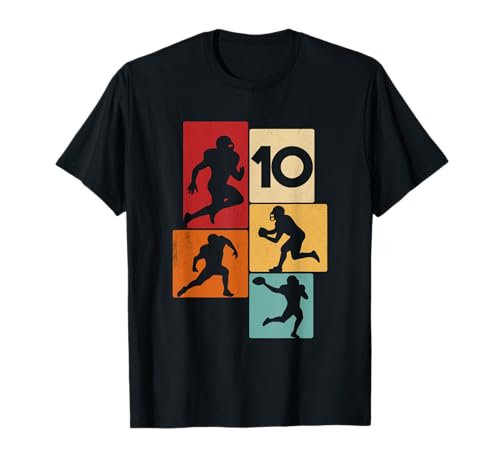 10. Geburtstag Jungs Retro American Football Spieler T-Shirt von Retro American Football Geburtstag Junge Geschenk