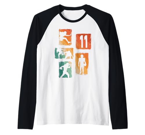 11. Geburtstag Jungs Retro American Football Spieler Raglan von Retro American Football Geburtstag Junge Geschenk