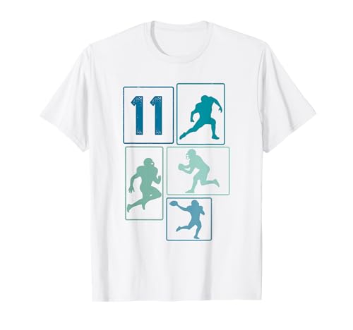 11. Geburtstag Jungs Retro American Football Spieler T-Shirt von Retro American Football Geburtstag Junge Geschenk