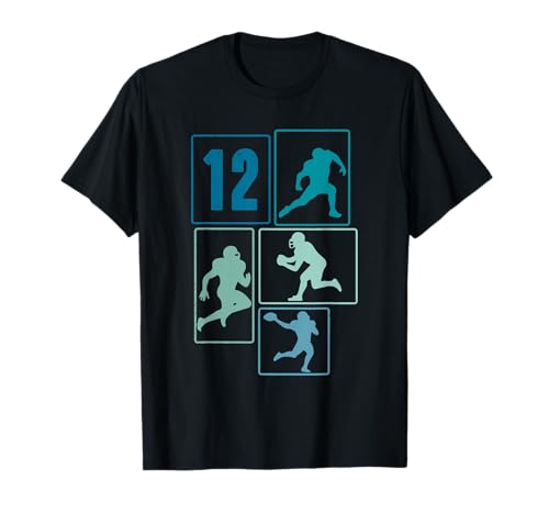 12. Geburtstag Jungs Retro American Football Spieler T-Shirt von Retro American Football Geburtstag Junge Geschenk