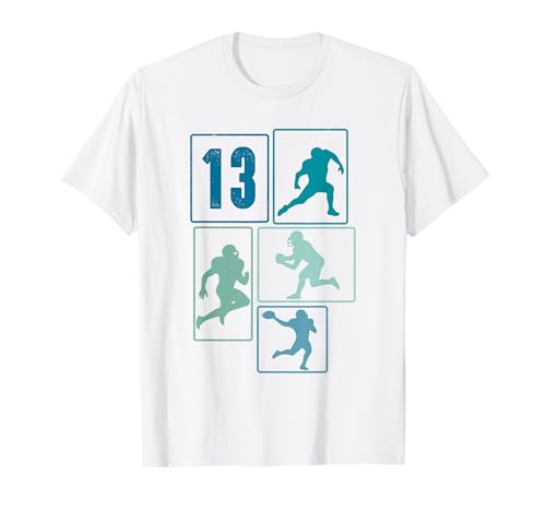 13. Geburtstag Jungs Retro American Football Spieler T-Shirt von Retro American Football Geburtstag Junge Geschenk