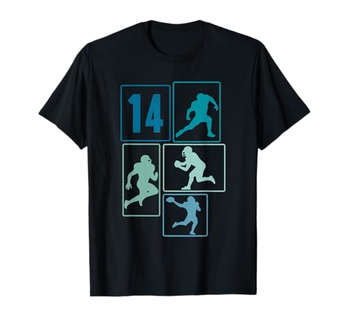 14. Geburtstag Jungs Retro American Football Spieler T-Shirt von Retro American Football Geburtstag Junge Geschenk