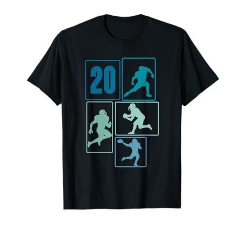 20. Geburtstag Jungs Retro American Football Spieler T-Shirt von Retro American Football Geburtstag Junge Geschenk