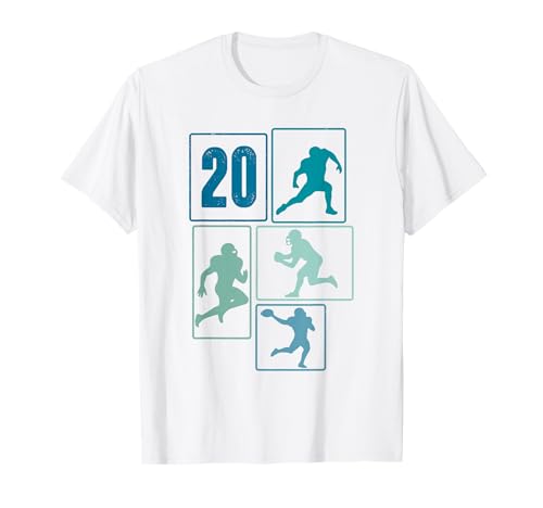 20. Geburtstag Jungs Retro American Football Spieler T-Shirt von Retro American Football Geburtstag Junge Geschenk