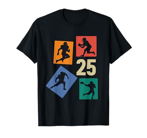 25. Geburtstag Jungs Retro American Football Spieler T-Shirt von Retro American Football Geburtstag Junge Geschenk