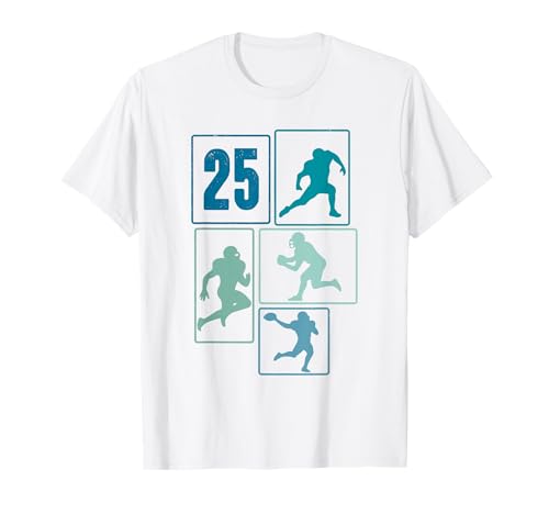 25. Geburtstag Jungs Retro American Football Spieler T-Shirt von Retro American Football Geburtstag Junge Geschenk