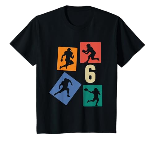 6. Geburtstag Jungs Retro American Football Spieler T-Shirt von Retro American Football Geburtstag Junge Geschenk
