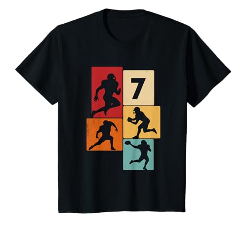 7. Geburtstag Jungs Retro American Football Spieler T-Shirt von Retro American Football Geburtstag Junge Geschenk