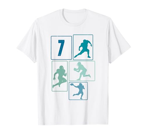 7. Geburtstag Jungs Retro American Football Spieler T-Shirt von Retro American Football Geburtstag Junge Geschenk