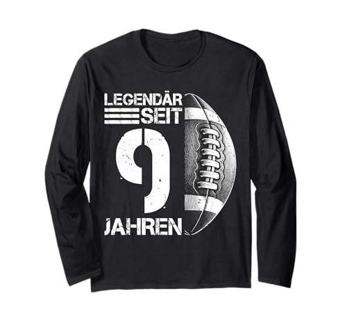 9. Geburtstag American Football Spieler 9 Jahre Junge Kinder Langarmshirt von Retro American Football Junge Männer Geburtstag