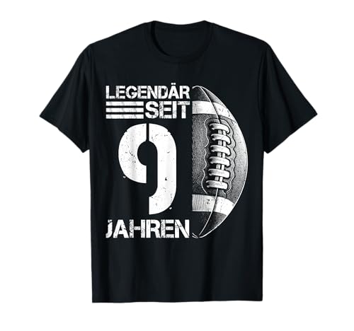9. Geburtstag American Football Spieler 9 Jahre Junge Kinder T-Shirt von Retro American Football Junge Männer Geburtstag