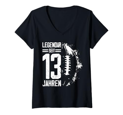 Damen 13. Geburtstag American Football Spieler 13 Jahre Junge T-Shirt mit V-Ausschnitt Damen 13. Geburtstag American Football Spieler 13 Jahre Junge T-Shirt mit V-Ausschnitt von Retro American Football Junge Männer Geburtstag