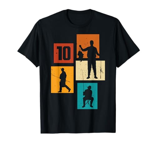 10. Geburtstag Jungs Retro Angler Angeln 10 Jahre alt T-Shirt von Retro Angler Angeln Geburtstag Junge Geschenk