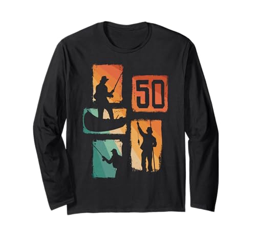 50. Geburtstag Männer Retro Angler Angeln 50 Jahre alt Langarmshirt von Retro Angler Angeln Geburtstag Junge Geschenk