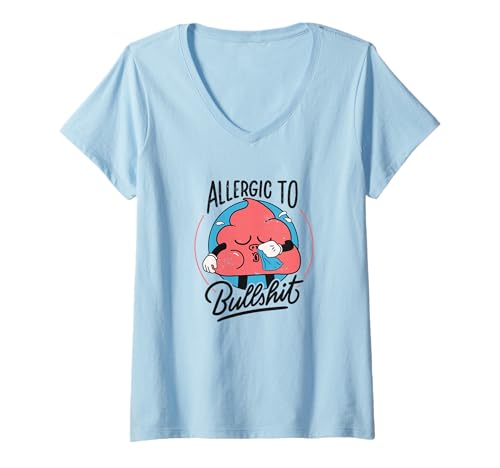 Damen Allergic to Bullshit - Lustiger Retro Antisozialer Humor T-Shirt mit V-Ausschnitt Damen Allergic to Bullshit - Lustiger Retro Antisozialer Humor T-Shirt mit V-Ausschnitt von Retro Antisocial Club