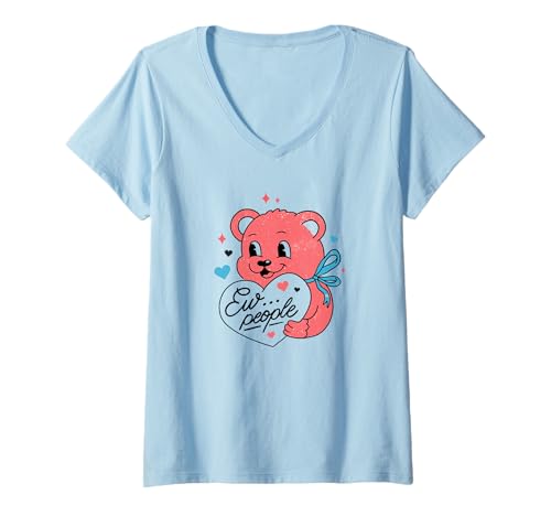 Damen Ew ... People - Lustiger Retro Introvertierter Humor T-Shirt mit V-Ausschnitt Damen Ew ... People - Lustiger Retro Introvertierter Humor T-Shirt mit V-Ausschnitt von Retro Antisocial Club