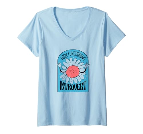 Damen Hochfunktionierender Introvertierter – lustiger antisozialer Humor T-Shirt mit V-Ausschnitt von Retro Antisocial Club