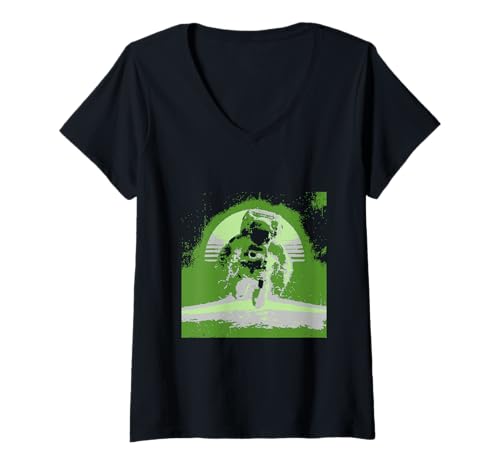 Damen Pixelierter Astronaut im Weltraum Astronomie Planeten Astronauten T-Shirt mit V-Ausschnitt Damen Pixelierter Astronaut im Weltraum Astronomie Planeten Astronauten T-Shirt mit V-Ausschnitt von Retro Astronaut in Pixelated Style Designs