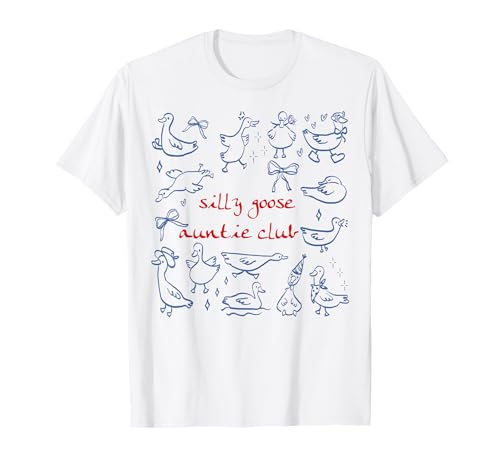 Süße Tante Gans Blaue Schleife Grafik Tante Club Mädchen Frauen T-Shirt Süße Tante Gans Blaue Schleife Grafik Tante Club Mädchen Frauen T-Shirt von Retro Auntie Silly Cute Goose Tee
