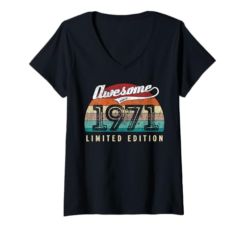 Damen Vintage Awesome Since 1971 Limited Edition – 54. Geburtstag T-Shirt mit V-Ausschnitt Damen Vintage Awesome Since 1971 Limited Edition – 54. Geburtstag T-Shirt mit V-Ausschnitt von Retro Awesome Since 1971 Birthday Apparel