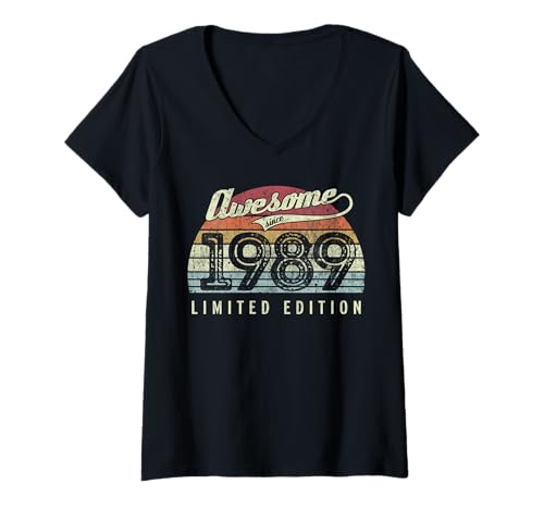 Damen Vintage Awesome Since 1989 Limited Edition – 36. Geburtstag T-Shirt mit V-Ausschnitt von Retro Awesome Since 1989 Birthday Apparel