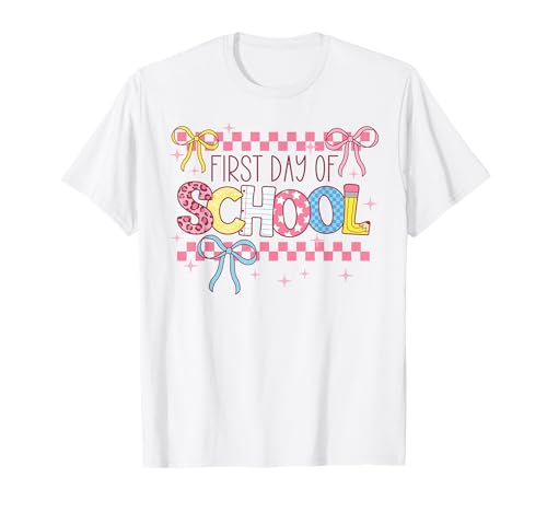 Schulanfang Schulanfang für Mädchen T-Shirt von Retro Back To School Coquette Bow