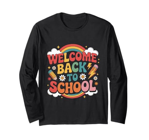 Groovy Willkommen zurück in die Schule Lehrer Appreciation Boys Girl Langarmshirt Groovy Willkommen zurück in die Schule Lehrer Appreciation Boys Girl Langarmshirt von Retro Back to School