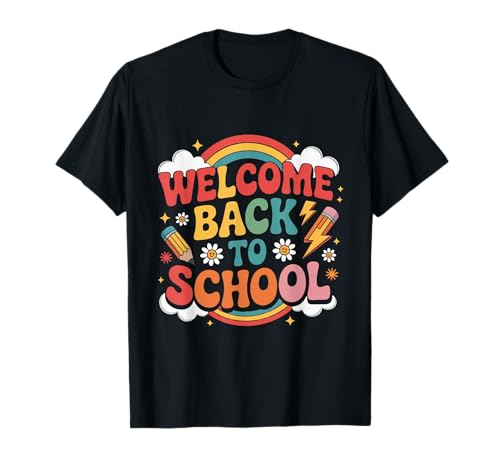 Groovy Willkommen zurück in die Schule Lehrer Appreciation Boys Girl T-Shirt von Retro Back to School