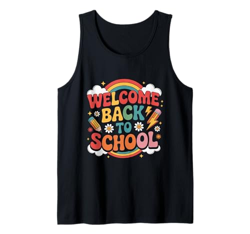 Groovy Willkommen zurück in die Schule Lehrer Appreciation Boys Girl Tank Top Groovy Willkommen zurück in die Schule Lehrer Appreciation Boys Girl Tank Top von Retro Back to School