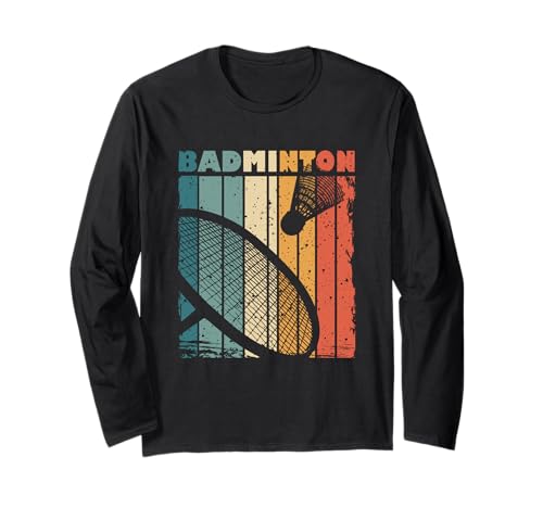 Vintage Badmintonschläger und Federball für Männer Frauen Kinder Langarmshirt von Retro Badminton Designs for Men Women Kids