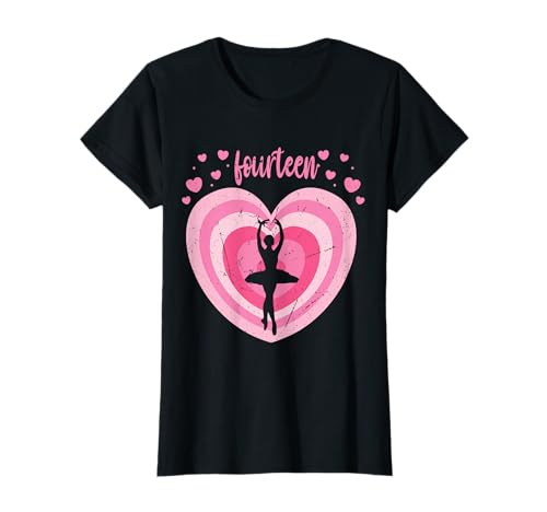 14 Jahre alte süße Ballett-Geburtstag Mädchen 14. B-day T-Shirt von Retro Ballet Themed Girls Birthday Designs