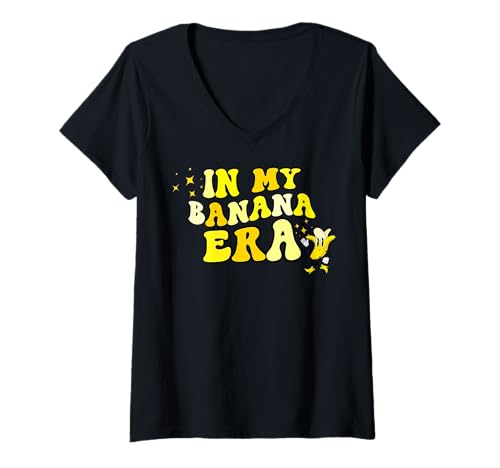 Damen Retro-Bananen in meiner Bananen-Ära T-Shirt mit V-Ausschnitt Damen Retro-Bananen in meiner Bananen-Ära T-Shirt mit V-Ausschnitt von Retro Bananas In My Banana Era