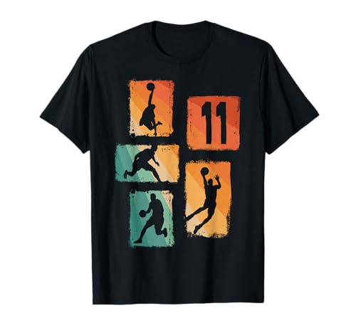 11. Geburtstag Basketball Spieler 11. Jahre Jungs Retro T-Shirt von Retro Basketball Geburtstag Junge Spieler Geschenk