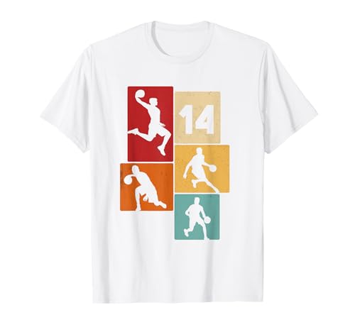 14. Geburtstag Basketball Spieler 14. Jahre Jungs Retro T-Shirt von Retro Basketball Geburtstag Junge Spieler Geschenk