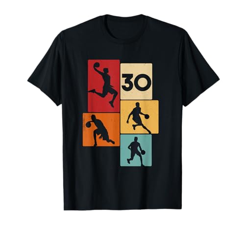 30. Geburtstag Basketball Spieler 30. Jahre Jungs Retro T-Shirt von Retro Basketball Geburtstag Junge Spieler Geschenk