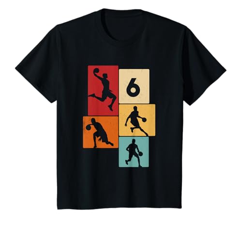 6. Geburtstag Basketball Spieler 6. Jahre Jungs Retro T-Shirt von Retro Basketball Geburtstag Junge Spieler Geschenk