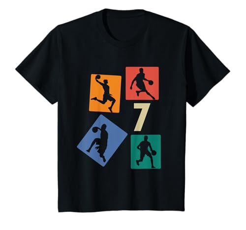 7. Geburtstag Basketball Spieler 7. Jahre Jungs Retro T-Shirt von Retro Basketball Geburtstag Junge Spieler Geschenk