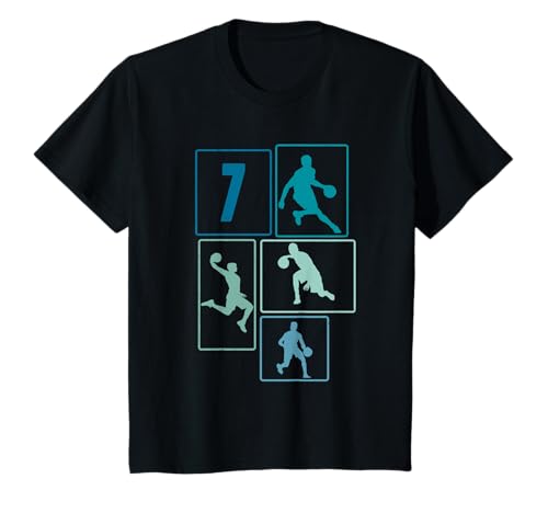 7. Geburtstag Basketball Spieler 7. Jahre Jungs Retro T-Shirt von Retro Basketball Geburtstag Junge Spieler Geschenk