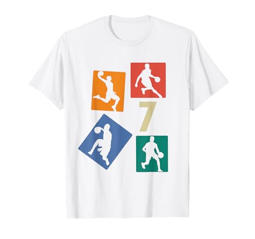 7. Geburtstag Basketball Spieler 7. Jahre Jungs Retro T-Shirt von Retro Basketball Geburtstag Junge Spieler Geschenk