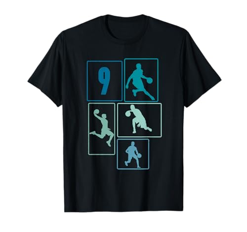 9. Geburtstag Basketball Spieler 9. Jahre Jungs Retro T-Shirt von Retro Basketball Geburtstag Junge Spieler Geschenk