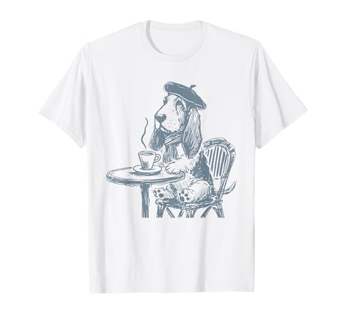 Vintage Basset Hound Paris Lustiger Kaffee Hund Basset Mama Papa T-Shirt von Retro Basset Hound Paris Tees Gifts Dog Lovers
