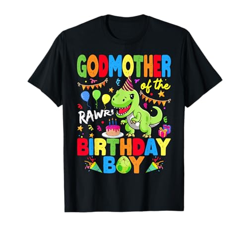 Godmother of The Birthday Boy Dinosaurier T-Rex RAWR T-Shirt Godmother of The Birthday Boy Dinosaurier T-Rex RAWR T-Shirt von Retro Bday Boy Saurus T-Rex Matching