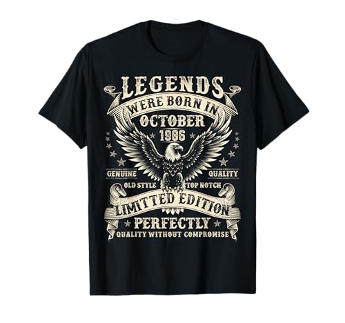 39 Jahre alt Geburtstag Geschenke für Männer 39. Geburtstag Oktober 1986 T-Shirt 39 Jahre alt Geburtstag Geschenke für Männer 39. Geburtstag Oktober 1986 T-Shirt von Retro Bday Gifts for Legend Men Born in October
