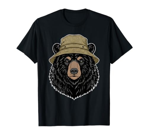 Lustiges Bärengesicht mit Fischerhut Barsch Angeln Geschenke Männer T-Shirt Lustiges Bärengesicht mit Fischerhut Barsch Angeln Geschenke Männer T-Shirt von Retro Bear Outfitters