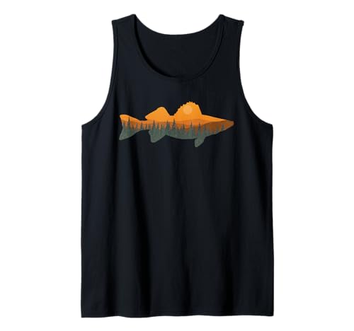 Herren Zander Angeln im Wald Natur und Wildleben für Angler Tank Top von Retro Berg und Waldmotiv Natur and Wildleben