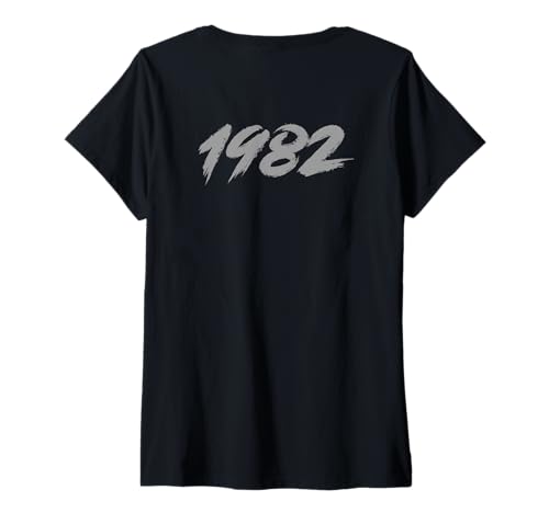 Damen Vintage Birthday Since 1982 mit Cooler Grauer Schrift T-Shirt mit V-Ausschnitt Damen Vintage Birthday Since 1982 mit Cooler Grauer Schrift T-Shirt mit V-Ausschnitt von Retro Birthday Design