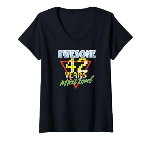 Damen Awesome 42 Years 42 Jahre Retro Gaming NextLevel Design T-Shirt mit V-Ausschnitt Damen Awesome 42 Years 42 Jahre Retro Gaming NextLevel Design T-Shirt mit V-Ausschnitt von Retro Birthday Gaming Party Gift for Birthday