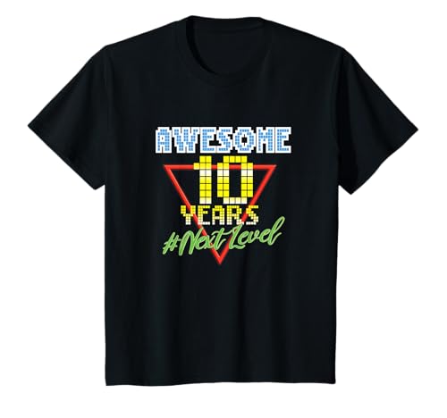 Kinder Awesome 10 Years 10 Jahre Retro Gaming NextLevel Design T-Shirt von Retro Birthday Gaming Party Gift for Birthday